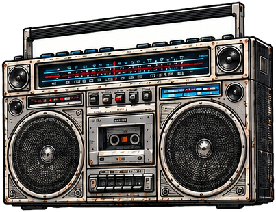 A chrome boombox