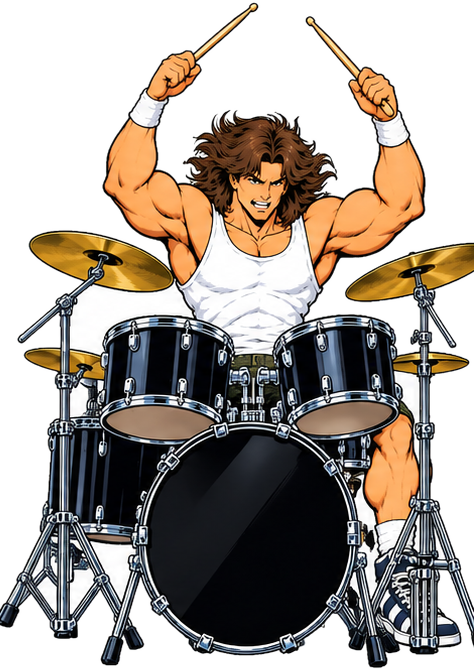 Krank pounding his drum kit