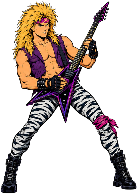 Shred shredding his lightning-shaped guitar